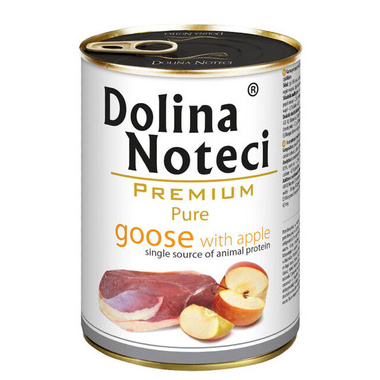 Dolina Noteci s Premium Pure Wet Dog Food for Dogs with Allergies, Rich in Goose and Apple, 400 g Can