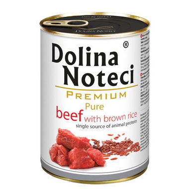 Dolina Noteci s Premium Pure Wet Dog Food for Dogs with Allergies, Rich in Beef and Brown Rice, 400 g Can