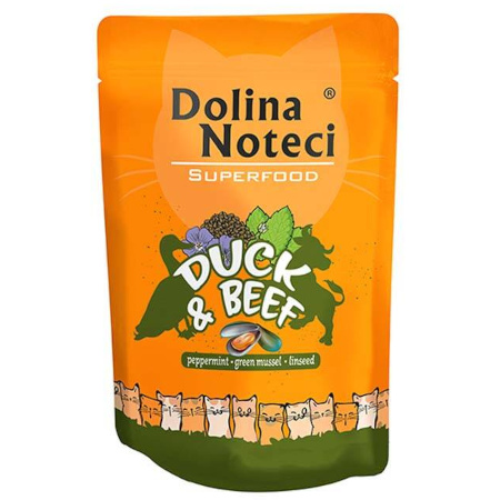 Dolina Noteci Superfood Wet Cat Food with Duck and Beef, 85 g pouch