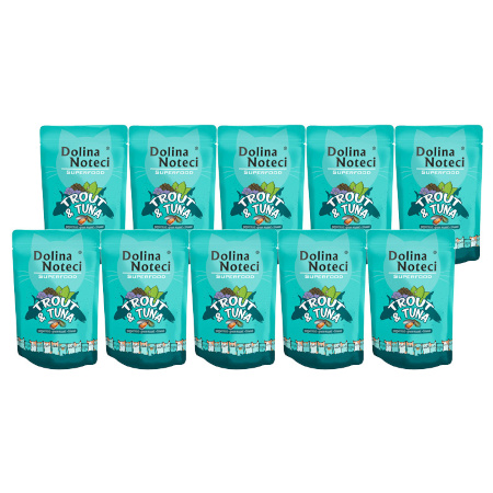Dolina Noteci Superfood Wet Cat Food: Trout and Tuna Pouches, Set of 10 x 85 g