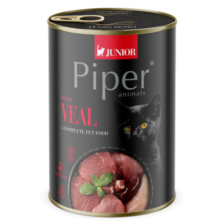 Piper Animals Junior Wet Cat Food with Veal, 400 g