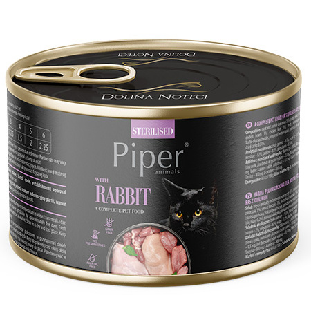 Piper Animals Sterilised Wet Cat Food with Rabbit, 185 g