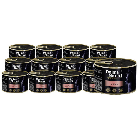 Dolina Noteci Premium Wet Cat Food with Salmon Fillet, 12-pack (185 g each) + Free DNP Salmon Fillet (185 g)