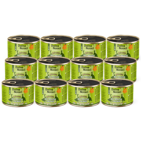 Dolina Noteci Superfood Wet Cat Food with Goose, Guinea Fowl, and Sea Buckthorn: Pâté & Fillet Set (12 x 185 g)