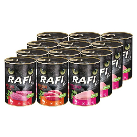 Rafi Cat Mix Wet Food for Adult Cats, 12 x 400 g