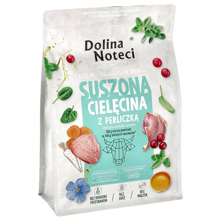 Dolina Noteci Premium Dry Dog Food for Adult Small Breeds – Veal with Guinea Fowl, 3 kg