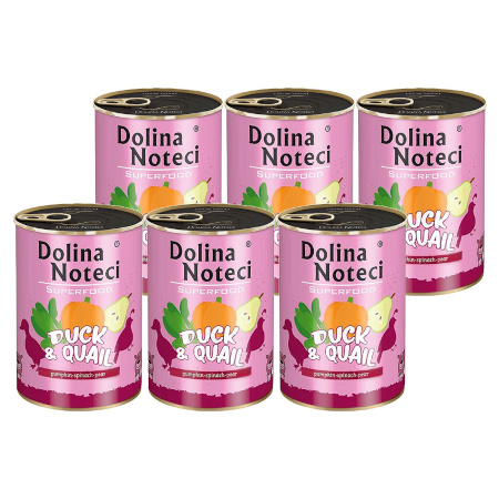 Dolina Noteci Superfood Wet Dog Food: Duck and Quail, 6-Pack (400 g each)