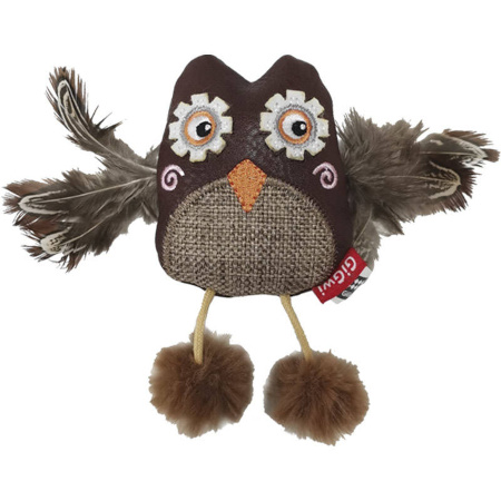 Catch & Scratch Eco Line Owl Toy with Matatabi, Feathers, Eco-Leather, and Eco-Fur