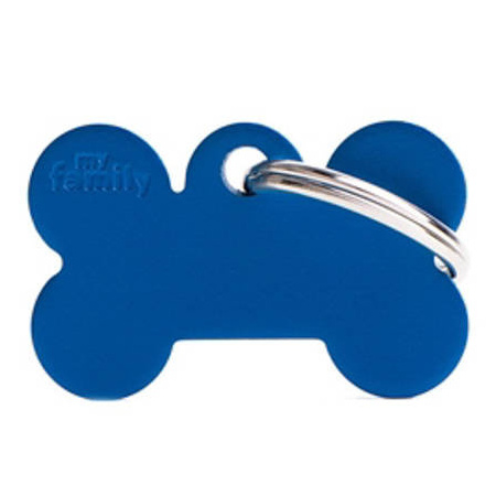 Small Blue Bone-Shaped Engraved ID Tag for Dogs and Cats