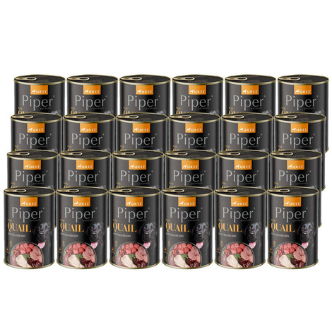 Piper Animals Wet Dog Food with Quail and Cranberries, 24 x 400 g Set
