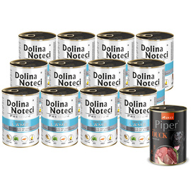 Dolina Noteci Premium Wet Dog Food, Rich in Lamb, 12-Pack (400 g each) + Free Piper Animals Wet Dog Food with Duck and Pear (400 g)