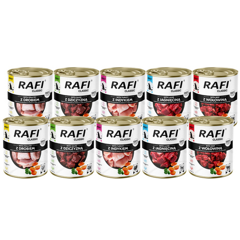 Rafi Classic Wet Dog Food, Assorted Flavors, 10-Pack (800 g each)
