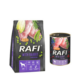 Rafi Dry Dog Food with Rabbit, 3 kg + Rafi Wet Dog Food with Rabbit, 400 g