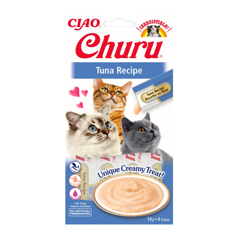 Inaba Cat Churu Tuna-Flavored Cat Treats, 4 x 14 g