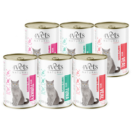 4Vets Natural Wet Cat Food, Assorted Flavors, 6-Pack (400 g each)