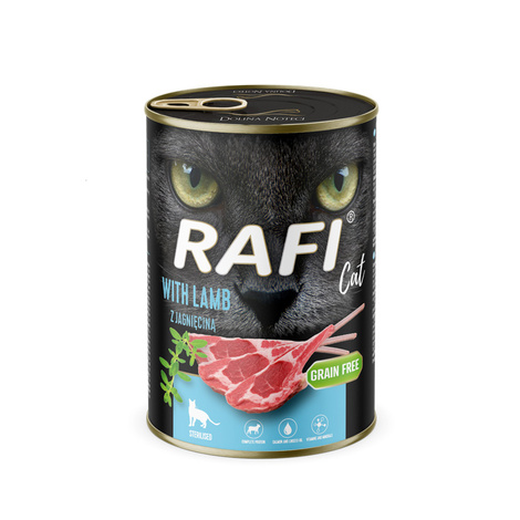 Rafi Cat Adult Wet Food for Spayed or Neutered Cats with Lamb, 400 g