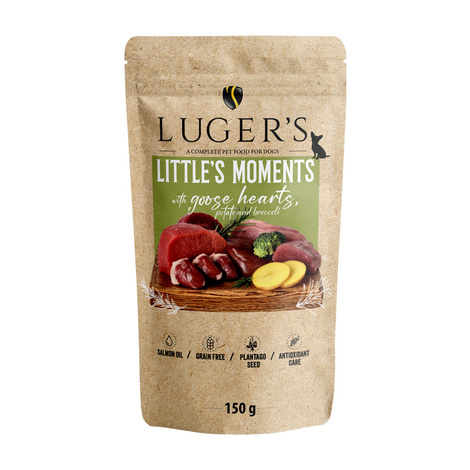 Luger's Little's Moments Wet Dog Food for Small Breeds with Goose Hearts, Potatoes, and Broccoli, 150 g