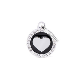 Engraved ID Tag for Dogs and Cats with a Black Glam Heart