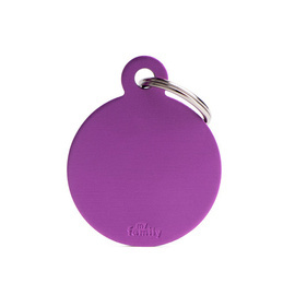 Engraved ID Tag for Dogs and Cats—Large Purple Circle