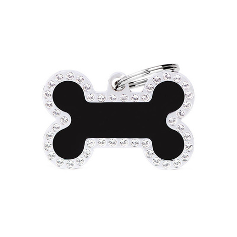 Engraved ID Tag for Dogs and Cats—Large Black Glam Bone
