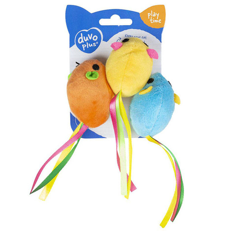 Duvo+ Cat Toy: Mice with Ribbons, 3-Pack./op.