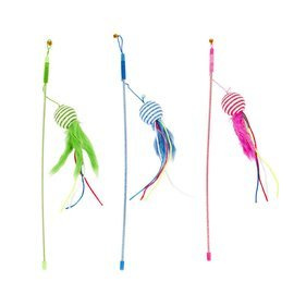 Duvo+ Cat Toy: Cat Fishing Rod with Ball and Feathers, 46 cm