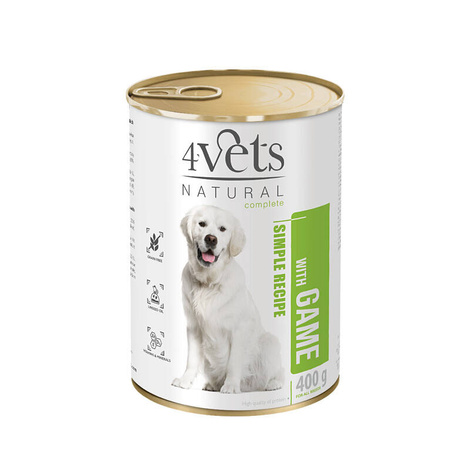 4Vets Natural Wet Dog Food with Venison, 400 g Can