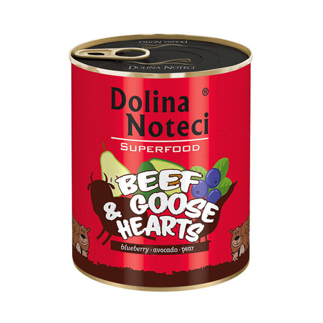 Dolina Noteci Superfood Wet Dog Food with Beef and Goose Hearts, 800 g Can