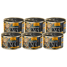 MAU Pâté and Fillet Wet Cat Food: Turkey with Peanut Butter, 6-Pack (185 g each)