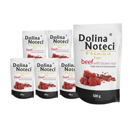 Dolina Noteci Premium Pure Wet Dog Food for Dogs with Allergies—Rich in Beef and Brown Rice, 10 x 500 g Set