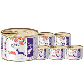 Veterinary wet dog food for dogs with gastric issues: 4Vets Natural Gastro Intestinal, 6-pack (185 g each)