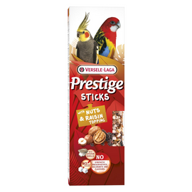 Versele Laga Prestige Sticks Seed Sticks with Nuts and Raisin Topping for Medium and Large Parrots, 140 g