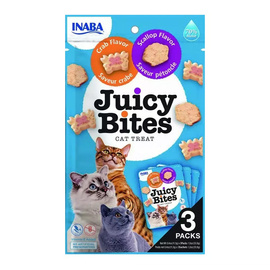Inaba Juicy Bites Cat Treats: Scallop and Crab, 3 x 11.3 g