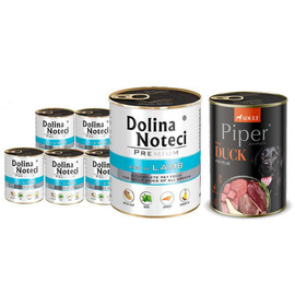 Dolina Noteci Premium Wet Dog Food, Rich in Lamb, 6-Pack (800 g each) + Free Piper Animals Wet Dog Food with Duck and Pear (400 g)
