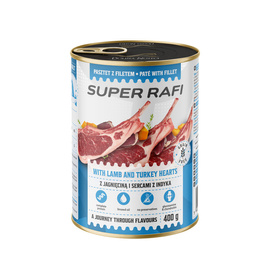 Super Rafi Wet Dog Food with Lamb and Turkey Hearts, 400 g