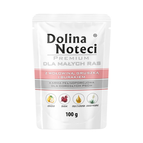 Mokra karma dla psów małych ras Dolina Noteci Premium z królikiem, fasolka i ryżem brązowym puszka 185 g