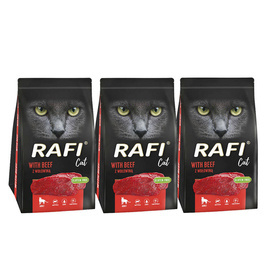 Rafi Cat Dry Cat Food with Beef, 3 x 1.5 kg