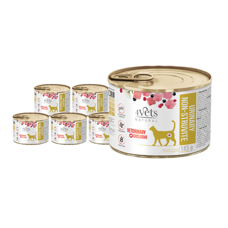 4Vets Natural Urinary Non-struvite Wet Veterinary Cat Food for Cats with Urinary Tract Conditions, 6-pack (185 g each)