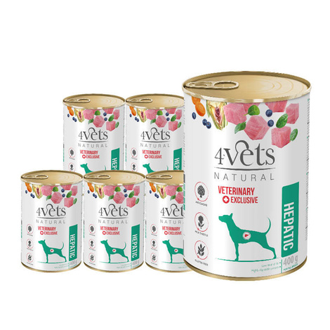 4Vets Natural Hepatic Wet Veterinary Dog Food for Dogs with Liver Conditions, 6 x 400 g