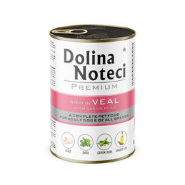Dolina Noteci Premium Wet Dog Food, Rich in Veal with Green Peas, 400 g Can