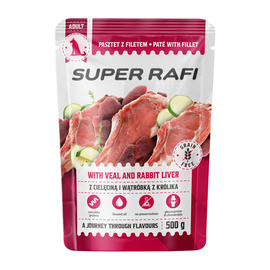 Super Rafi Wet Dog Food with Veal and Rabbit Liver, 800 g