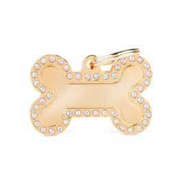 Engraved ID Tag for Dogs and Cats—Large Gold Glam Bone