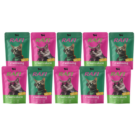 Rafi Classic Wet Cat Food, Mixed Flavors, 10 x 100 g