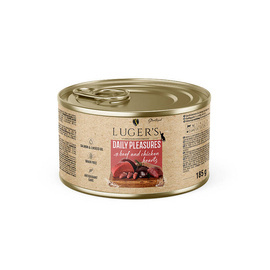 Luger's Daily Pleasures Sterilised Wet Cat Food with Beef and Chicken Hearts, 185 g