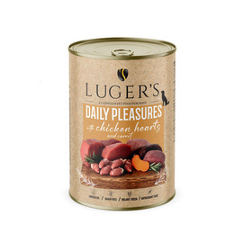 Luger's Daily Pleasures Wet Dog Food with Chicken Hearts and Carrots, 400 g