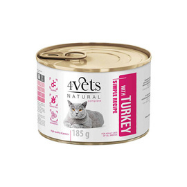 4Vets Natural Wet Cat Food with Turkey, 185 g