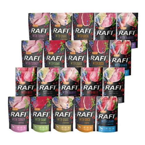 Rafi Wet Dog Food, Mixed Flavors, 20 x 500 g