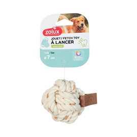 Zolux Dog Toy: Leather Touch Rope Ball, 7 cm