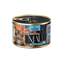 MAU Pâté and Fillet Wet Cat Food: Crimson with Tricolor Violet, 185 g