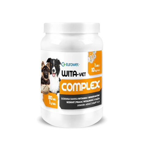 Eurowet Wita-Vet Complex Vitamins for Adult Dogs and Puppies, 80 tablets